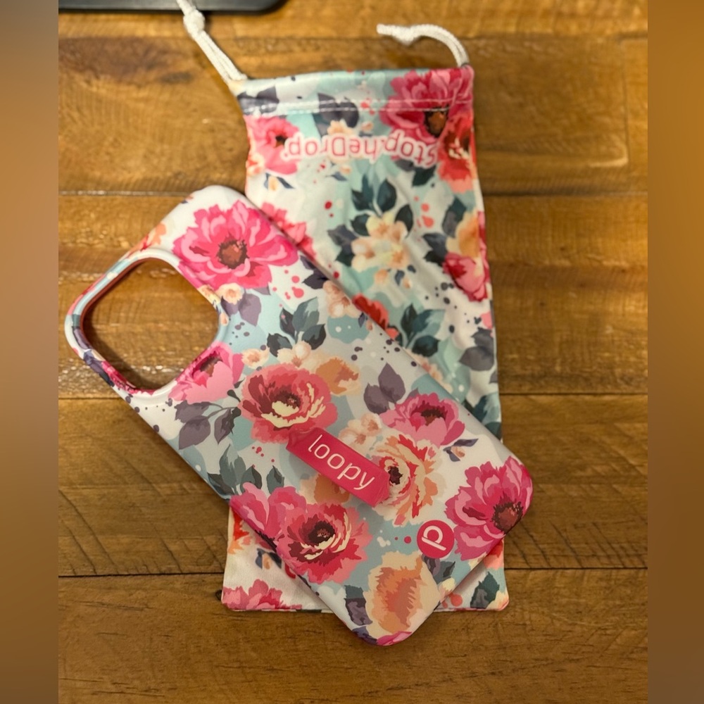 Peonies Loopy iPhone 14 Pro Max Case with Pouch